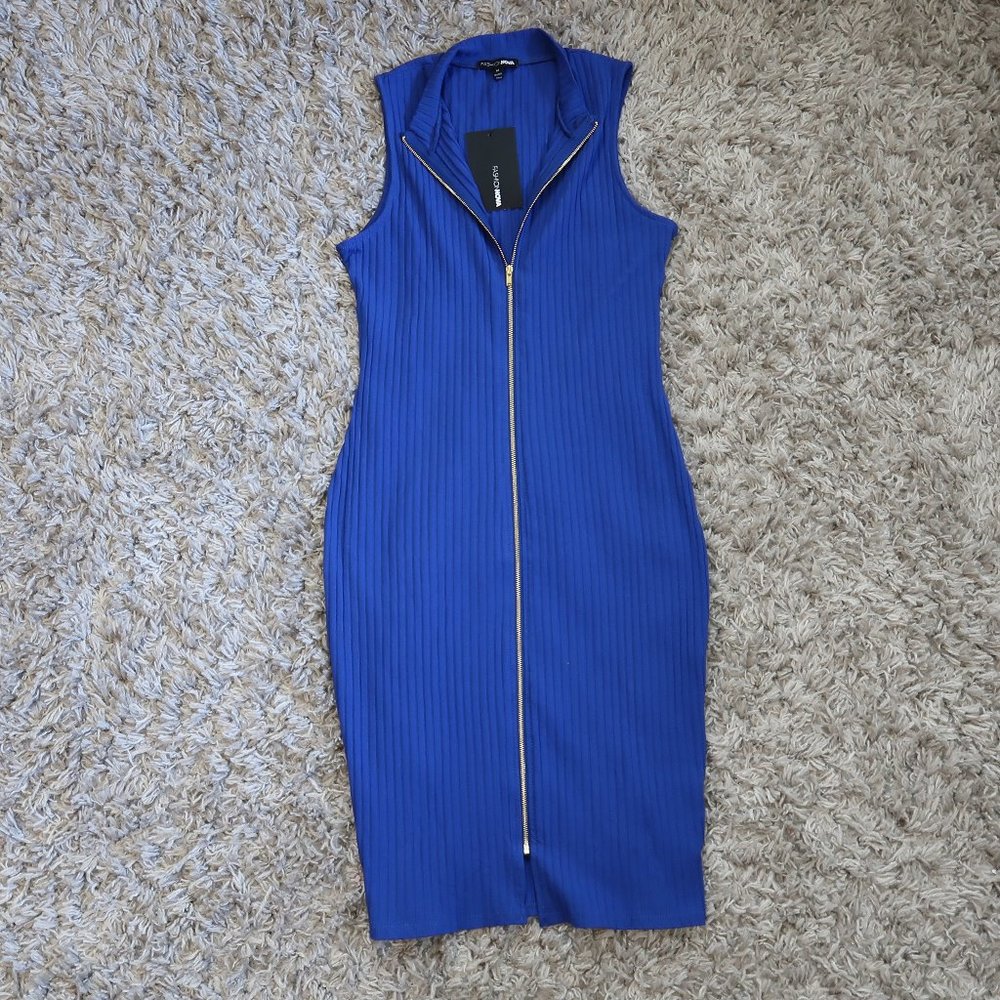 Fashion Nova Blue Zipper Dress